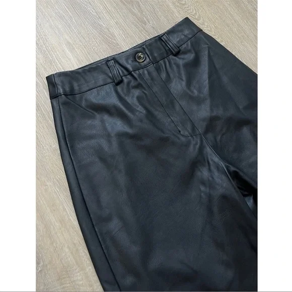 Boohoo Black Faux Leather High Rise Straight Leg Pants - Picture 3 of 5